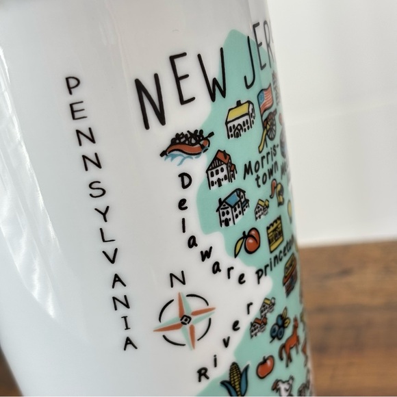 222 Fifth New Jersey White Porcelain Mug Map Design Tall Coffee Tea - Picture 9 of 13
